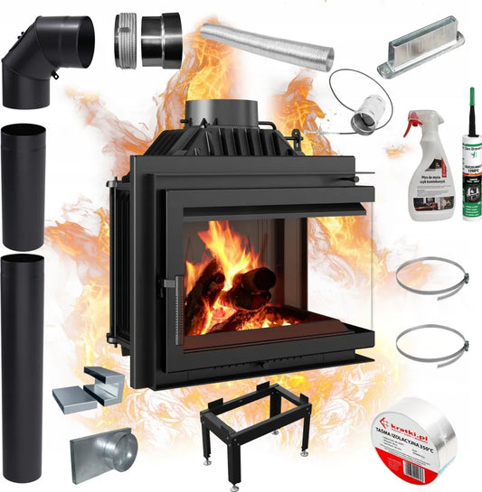 Kratki Simple Rechts 8 kW Eck-Kamineinsatz Ø 200 Zubehör (EEK A)