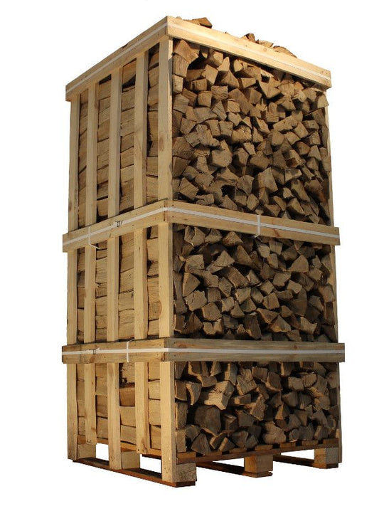 Eichen-Brennholz 33 cm kammergetrocknet – 2 RM Palette (ofenfertig, ca. 980 kg)