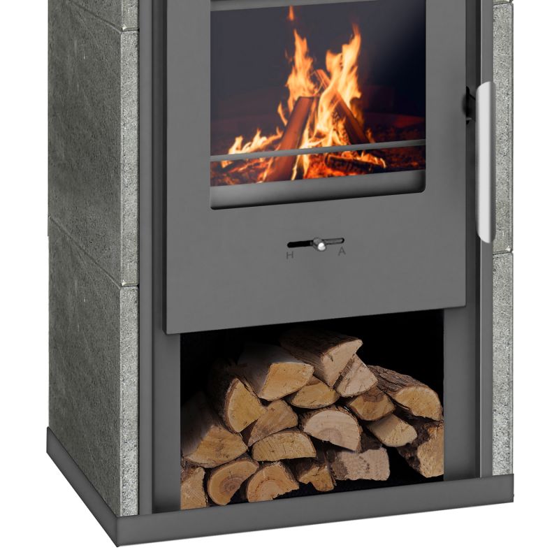 Wamsler Gron Kaminofen Naturstein 5,1 kW gussgrau (Dauerbrand)